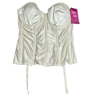 Va Bien NWT Vintage Womens Long Line Bustier Bra Convertible CREAM Corset 36D